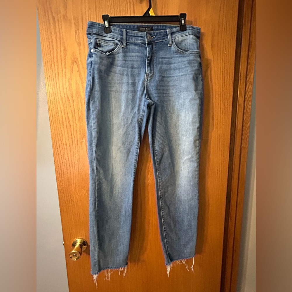 Old Navy Boyfriend Fit Jeans with Distressed Details at the ankle.